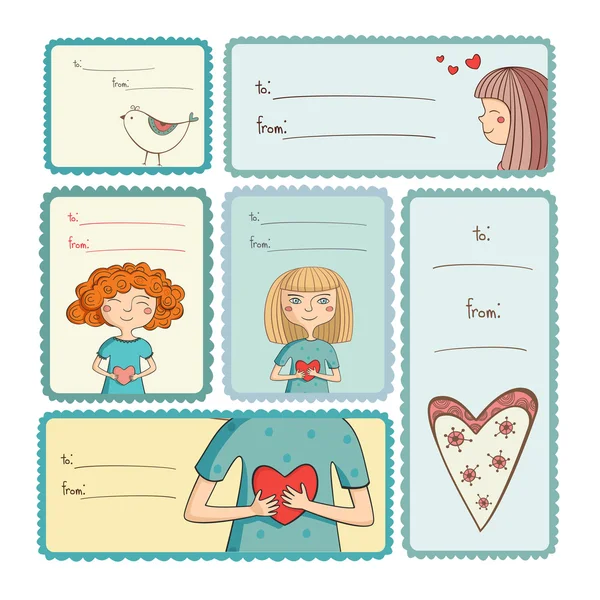 Gift tags met liefde op witte achtergrond — Stockvector