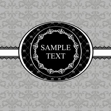 Vintage gri damask arka plan siyah ve beyaz YYK çerçeve ile