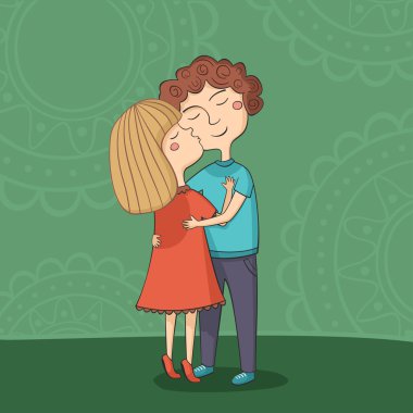 çok kültürlü bir çocuk ve kız yanağından öperken gösteren resim