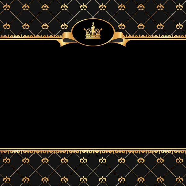 Fondo negro vintage con marco de elementos dorados y corona Vectores De Stock Sin Royalties Gratis