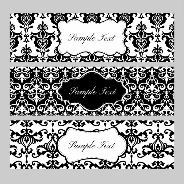 Labels on damask background — Stock Vector