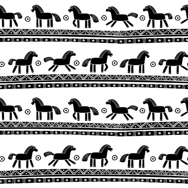 Seamless pattern with horses — Stock Vector