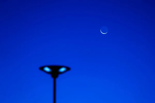 Maan Met Blauwe Hemel Nachts — Stockfoto