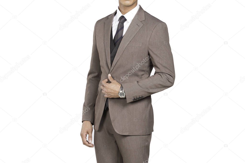 Well dressed senior man in the studio That emphasizes thoughtful thinking, thinking carefully, in the white background