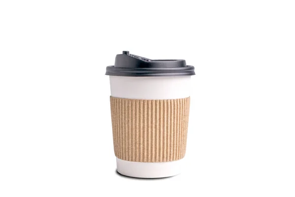 Паперова Чашка Кави Білому Фоні Ізольована Чашка Кави — стокове фото