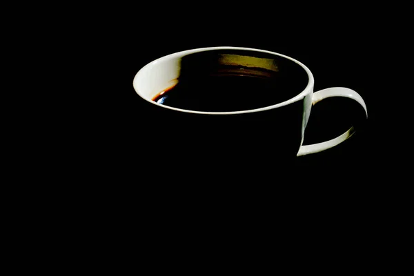 Silhouette Une Tasse Café Sur Fond Noir — Photo