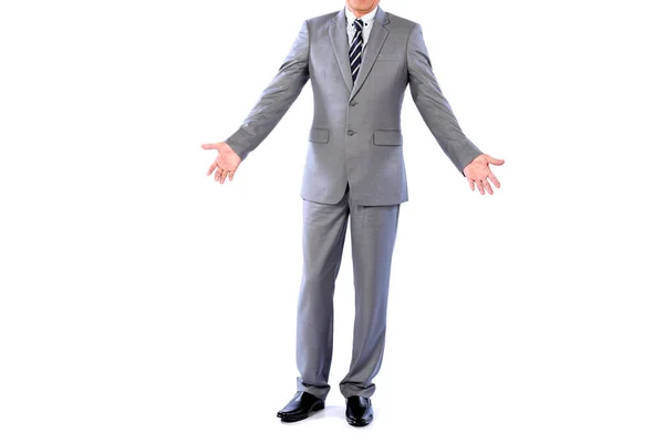 Geschäftsmann Eleganten Anzug Vor Weißem Hintergrund Gut Gekleideter Älterer Herr — Stockfoto