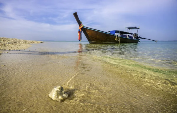 Krabi Thailand Thai Wooden Motorboat Boat Trips Sea Clean White — Stock Photo, Image