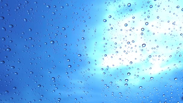 Gotas Agua Lluvia Cayendo Vidrio Ventana Gotas Lluvia Vidrio Las — Vídeo de stock