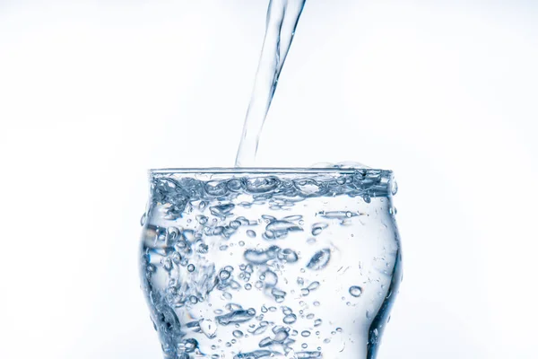 Cubo Hielo Cayó Vaso Agua Agua Salpicada Del Vidrio Transparente — Foto de Stock