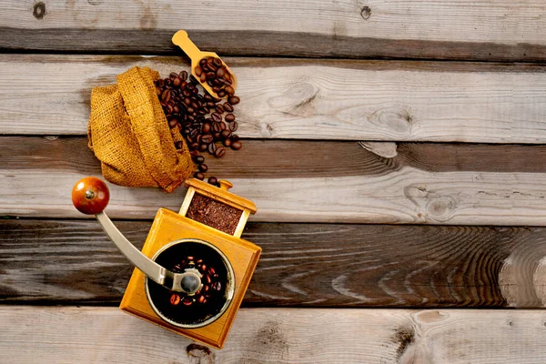 Vintage Coffee Grinder Old Retro Hand Operated Wooden Metal Coffee — Stockfoto