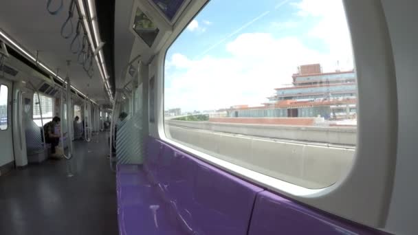 Bangkok Thailand August 2022 Mrt Purple Line Tao Poon Khlong — 비디오