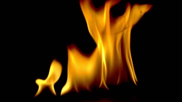 Poder Ardiente Llama Llamas Chispas Ardientes Cerca Patrones Fuego Resplandor — Vídeos de Stock