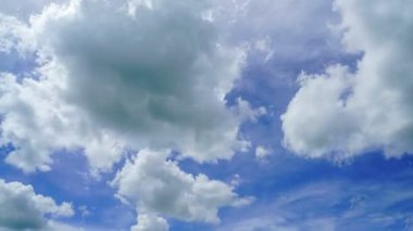 time-lapse clouds and blue sunny sky,  white clouds over blue sky, Aerial view,  nature blue sky white cleat weather. 4K.