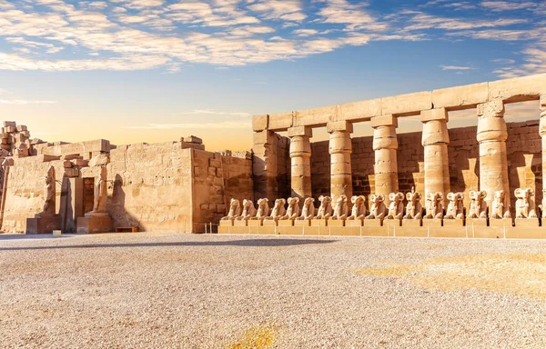 Statues Sphinx Entrée Principale Temple Karnak Louxor Égypte — Photo