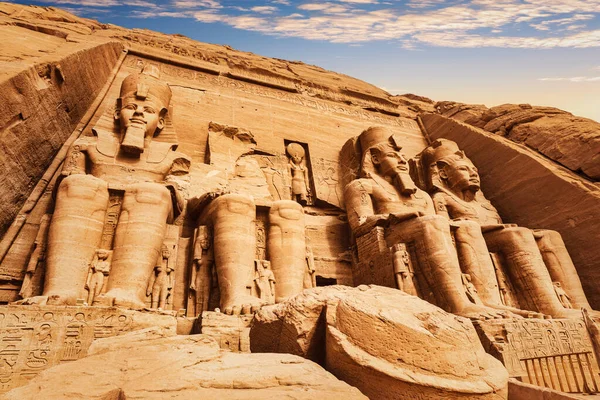 Abu Simbel Stora Templet Ramesses Nära Utsikt Egypten — Stockfoto