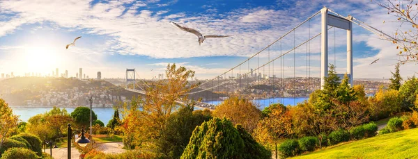 Krásné Panorama Istanbulu Druhého Bospor Mostu Turecko — Stock fotografie