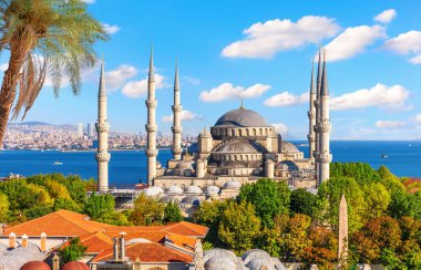 Mavi Cami 'nin ya da Sultan Ahmet Camii' nin güzel avuç içi, Boğaz, Türkiye