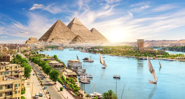 Комплекс Пірамід Асуані Біля Нілу Вигляд Повітря Єгипет — стокове фото