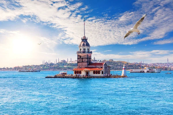 Torre Bela Donzela Bósforo Mar Mármara Istambul Turquia — Fotografia de Stock