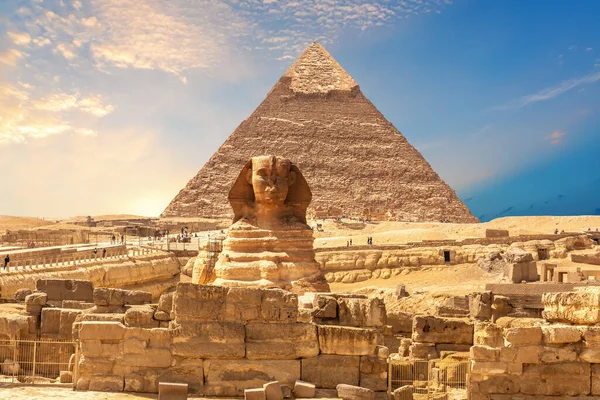 Вид Великий Сфинкс Руины Египетского Некрополя Гизе — стоковое фото