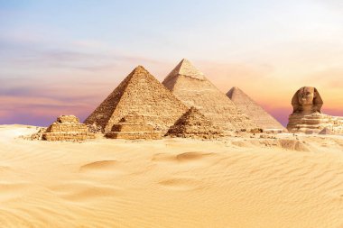 The Great Pyramid Complex in the Giza desert, Egypt. clipart