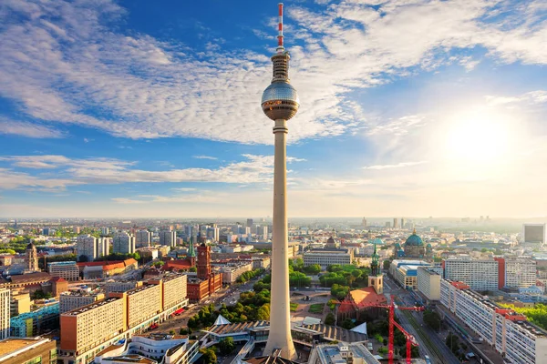 Солнечная Панорама Берлина Закате Германия — стоковое фото