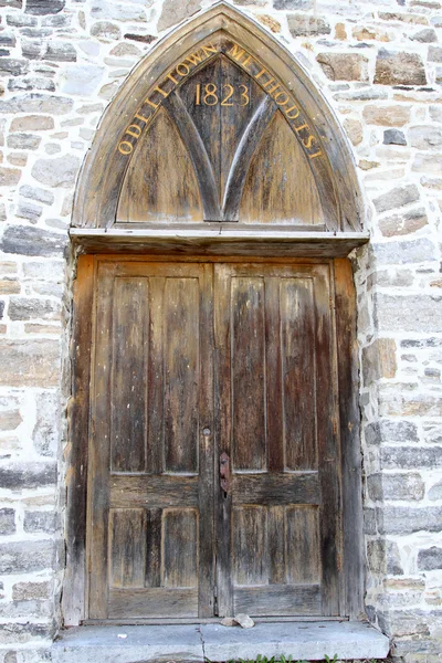 Gothic style church door from 1823 — Stock Photo, Image