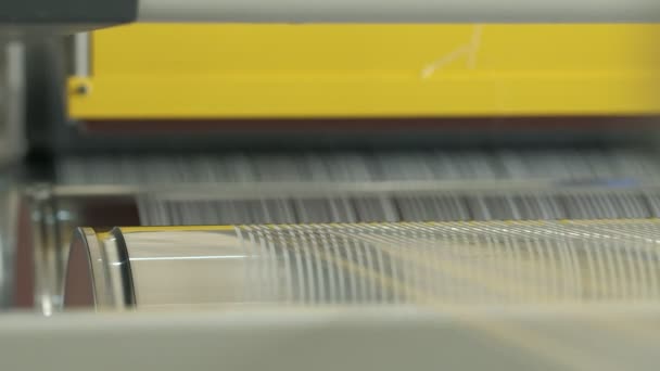 Closeup Polymer Thread Making Machine Action Slow Motion — Vídeo de Stock