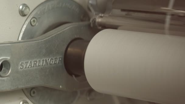 Closeup Polymer Thread Winding Machine Action Slow Motion — Vídeo de stock