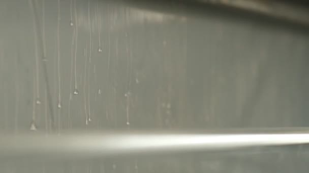 Closeup Watering Polymer Tape Winding Machine Slow Motion — Vídeos de Stock