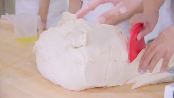 Close Piece Dough Slow Motion — Vídeos de Stock