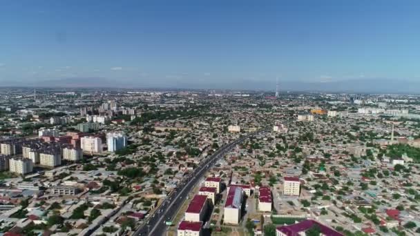 Панорама Жилого Района Ташкента Снимает Беспилотника Днем Кварталы Высотными Зданиями — стоковое видео