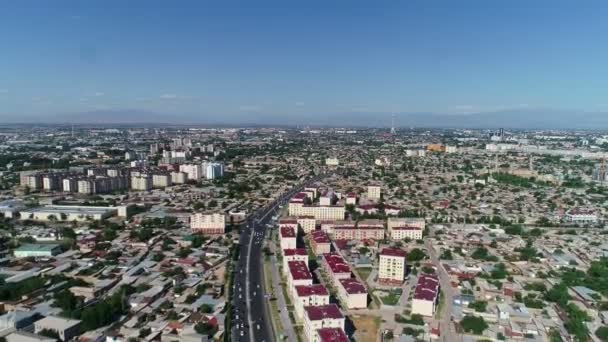Панорама Жилого Района Ташкента Снимает Беспилотника Днем Кварталы Высотными Зданиями — стоковое видео