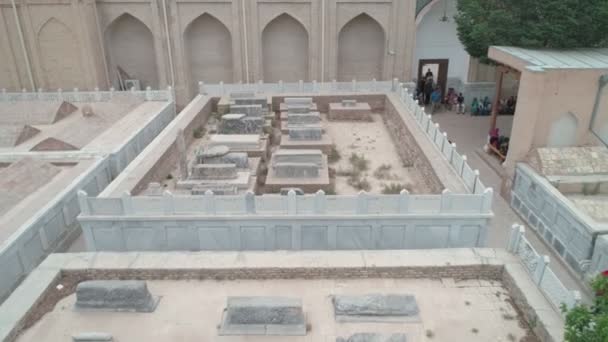 Old Muslim Graveyard Memorial Complex Bahouddin Naqshband Bukhara Drone Cam — Vídeos de Stock