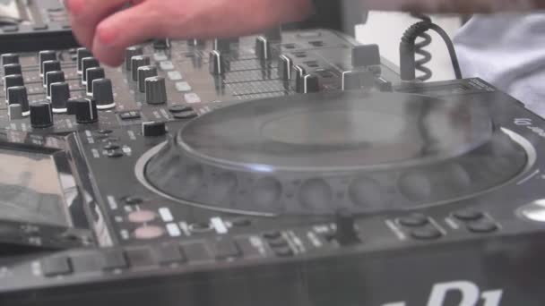 Hands Pioneer Mixing Console While Doing His Set Slow Motion — Stok Video