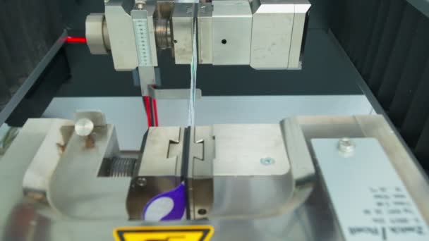 Polymer Thread Sample Tape Plastic Sack Bags Tested Strength Laboratory — Αρχείο Βίντεο