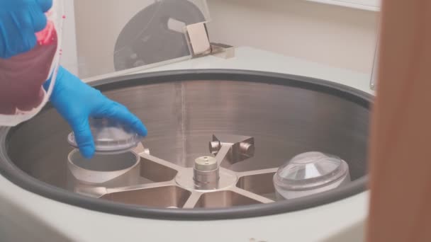 Refrigerated Vaccine Centrifugation Laboratory Slow Motion — Stock Video