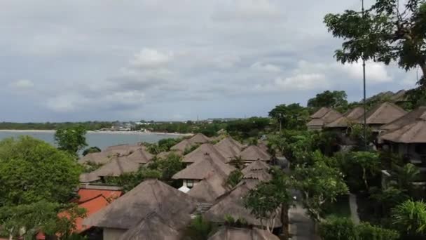 Flight Drone Tropical Cottage Village Seashore High Tide — Stockvideo