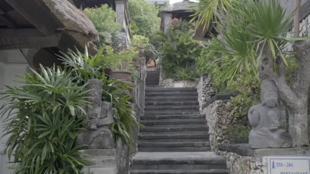 Stone Staircase Beautiful Tropical Cottage Village Slow Motion — Stockvideo