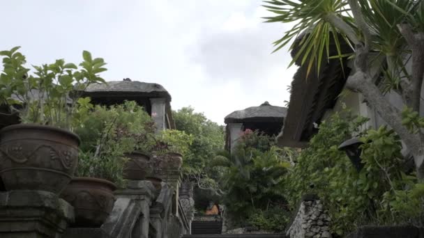 Stone Staircase Beautiful Tropical Cottage Village Slow Motion — Stok video