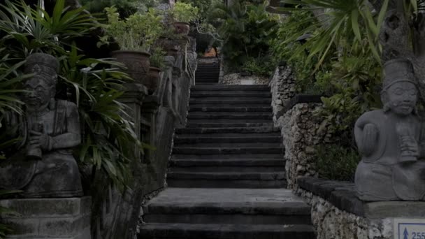 Stone Staircase Beautiful Tropical Cottage Village Slow Motion — Stok video