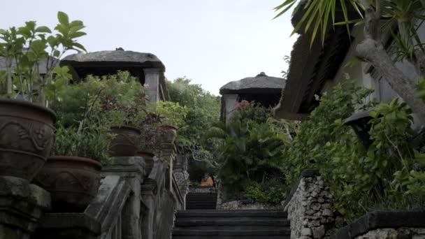 Stone Staircase Beautiful Tropical Cottage Village Slow Motion — 图库视频影像