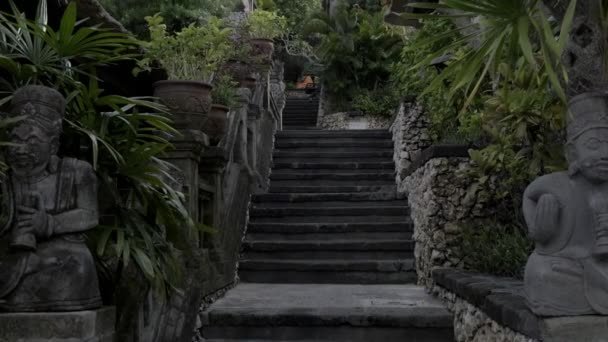 Stone Staircase Beautiful Tropical Cottage Village Slow Motion — Vídeo de stock