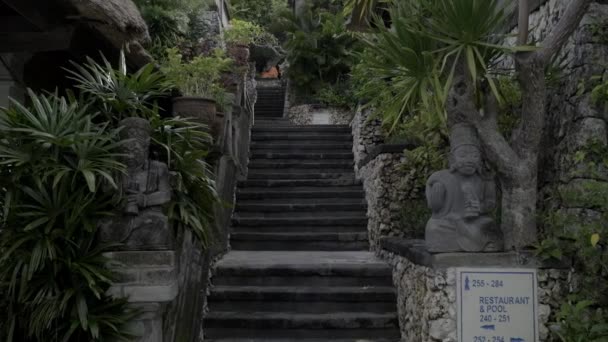 Stone Staircase Beautiful Tropical Cottage Village Slow Motion — Stok video