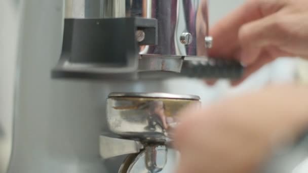 Barista Makes Coffee Coffee Machine Slow Motion Close — Stock videók