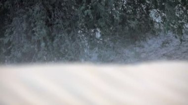 Kum tepeciğine yakın çekim rüzgarın kumları savurduğu, yavaş çekim