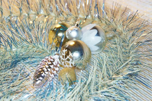 Christmas gold decorations. — Stock Photo, Image