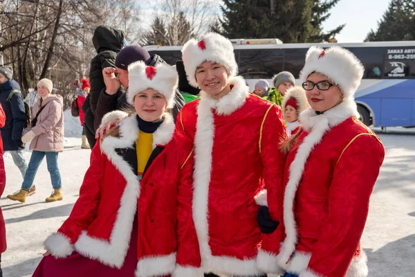 Krasnoyarsk Krasnoyarsk Region March 2021 Smart Young People Russian Folk — Stock Photo, Image