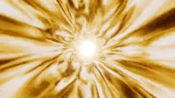 Efecto de la ebullición de oro o el núcleo de la radiación de la estrella, los rayos de oro de fondo amarillo salpicar brillo movimiento — Vídeo de stock